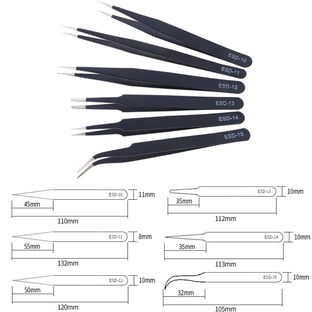 Precision Tweezers Set ESD-10/ - đánh giá và giá Electronics Repair Tool Kit