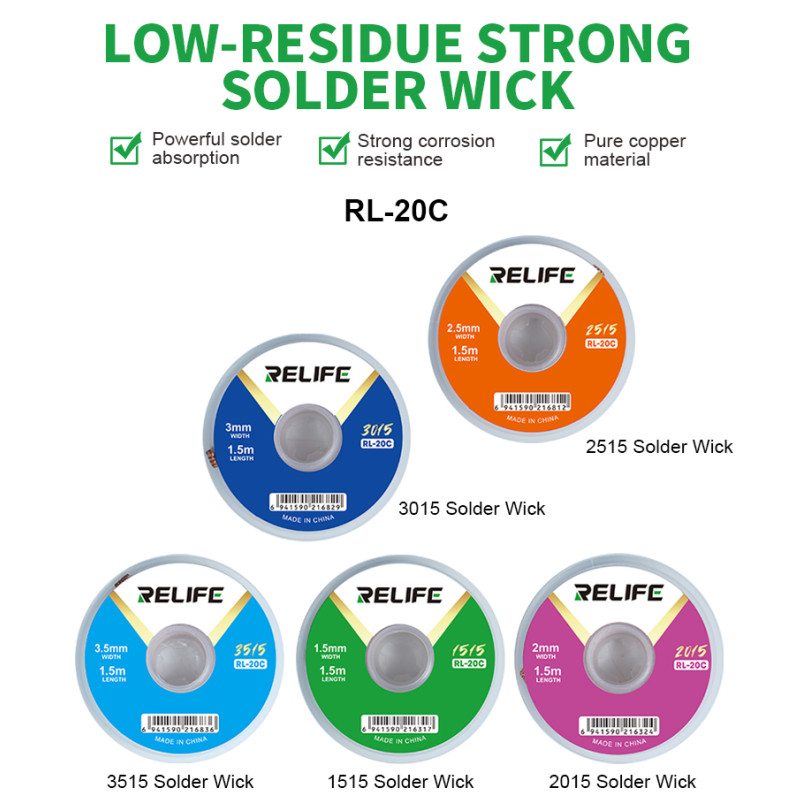 RELIFE RL-20C Soldering Wick f - đánh giá và giá Solder Wick Braid