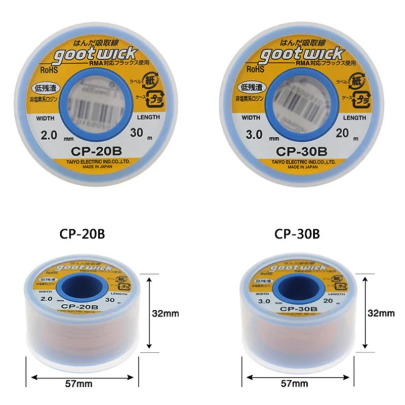 Original CP30B  GOOT Desolderi - đánh giá và giá Solder Wick Braid